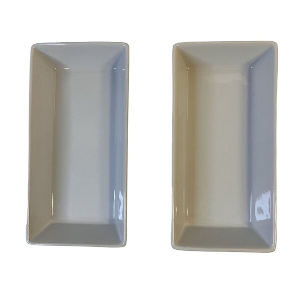 Crate & Barrel Set-2 White Porcelain Rectangular Bowls 7.25"x3.5"x1.25 VHTF - Picture 2 of 9